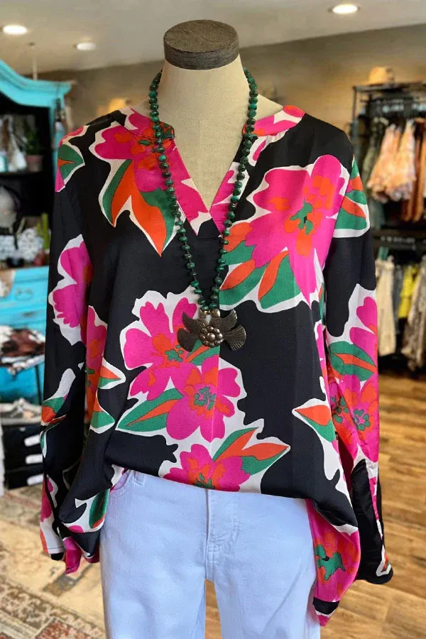 Floral Print V-Neck Blouse