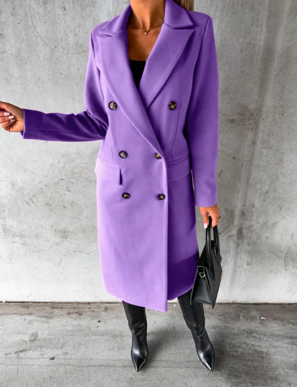 Womens Long Wool Coat Double Breasted Trench Coat Fall Winter Clothes