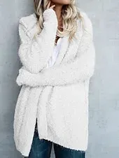 Women's Hoodie Jacket Comfortable Breathable Zipper Pocket Casual Plain Vacation Street Casual Daily Wear Open Front Long Hooded Regular Fit Long Sleeve Outerwear Black White Pink Spring Fall