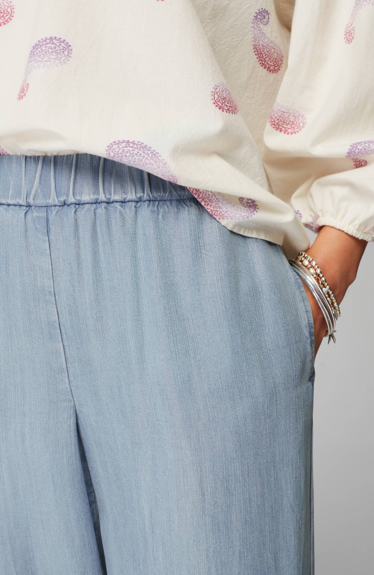 Slit-Hem Indigo Tencel™ Pants