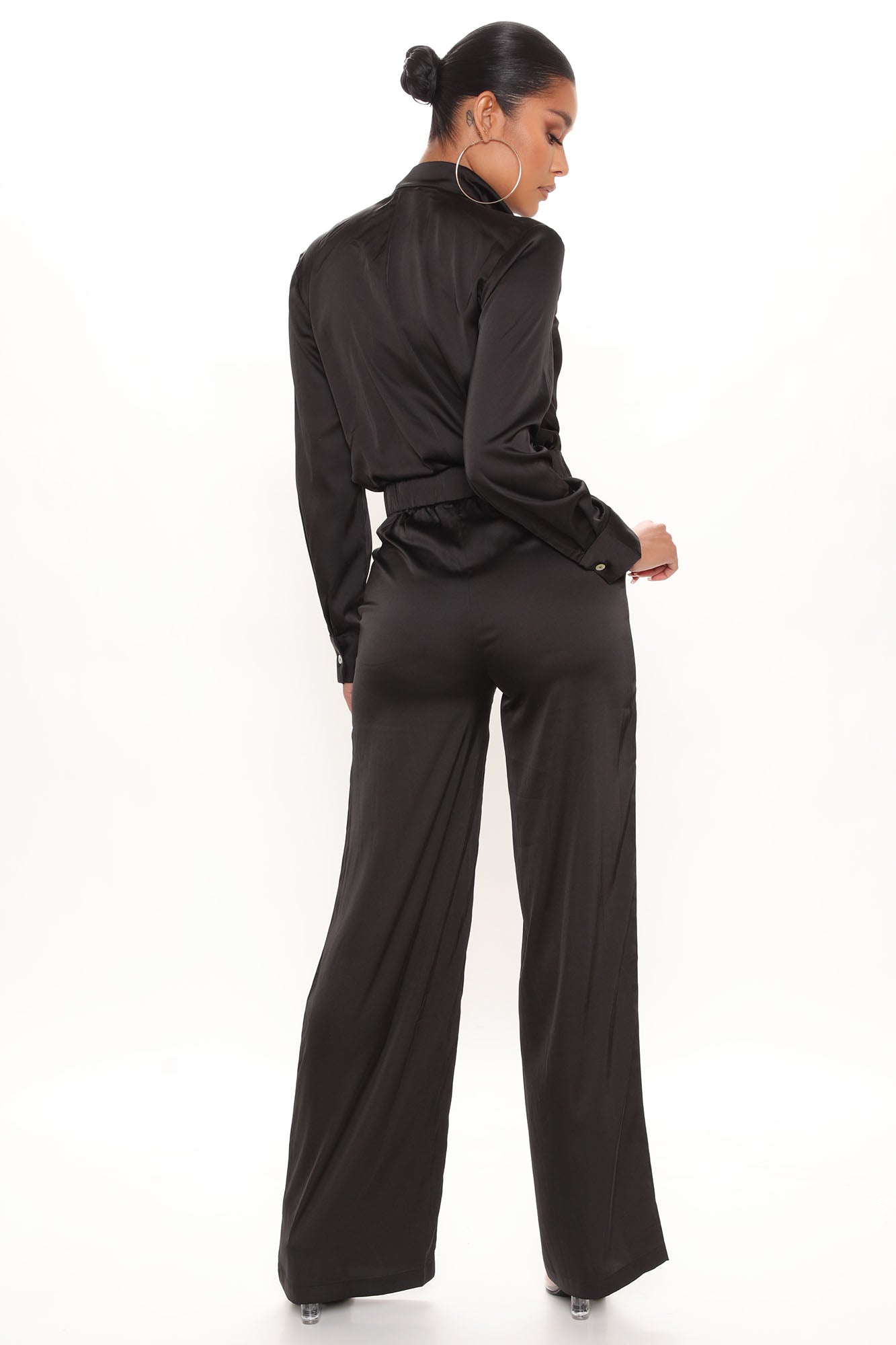 Office Favorite Satin Pant Set - Black