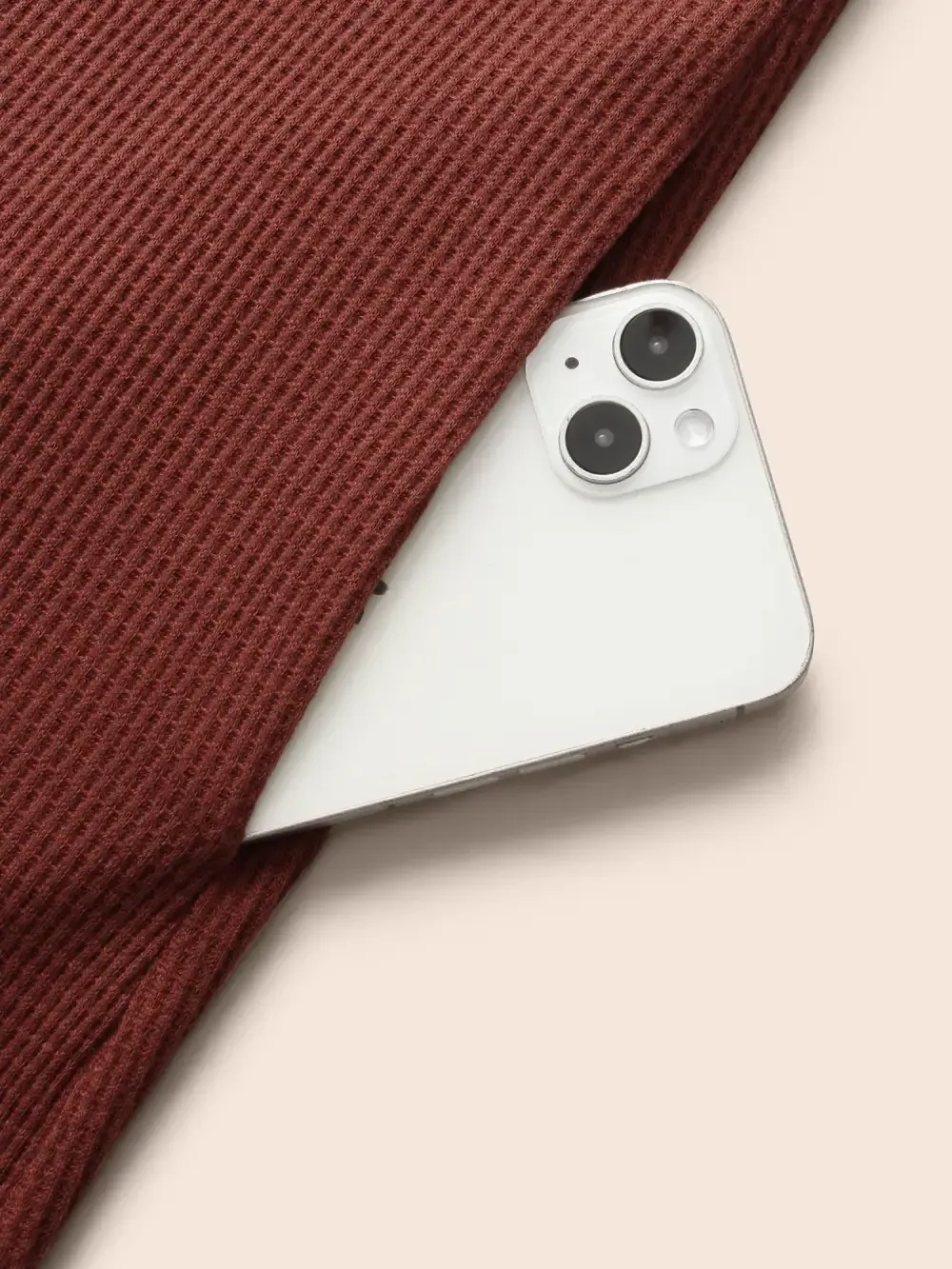 Solid Waffle Knit Overlap Hem T-Shirt