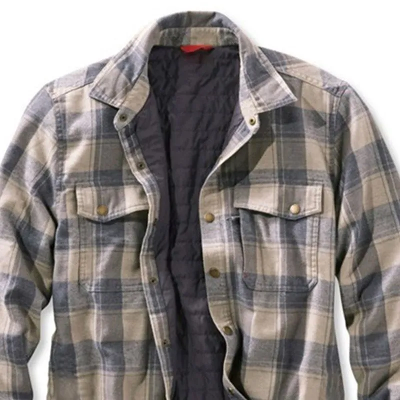 Checked Lapel Plus Velvet Padded Brushed Jacket
