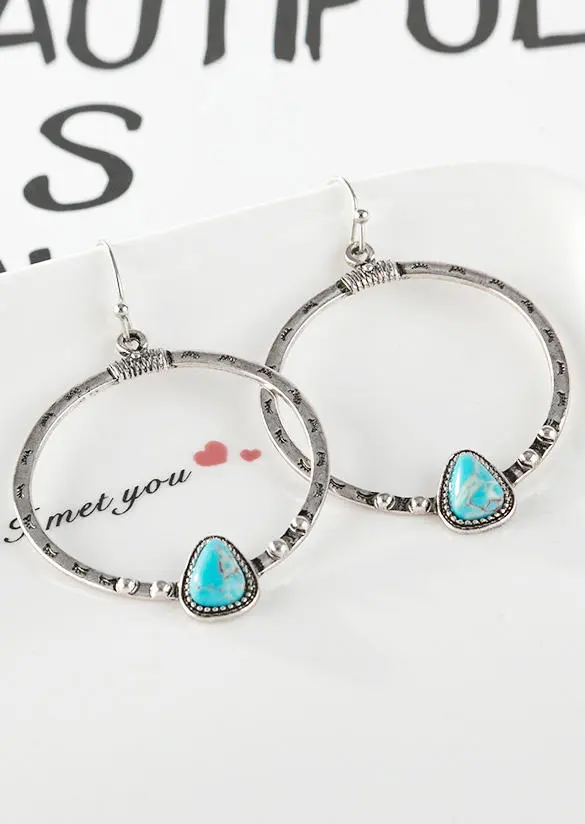 Turquoise Dangle Drop Hook Earrings