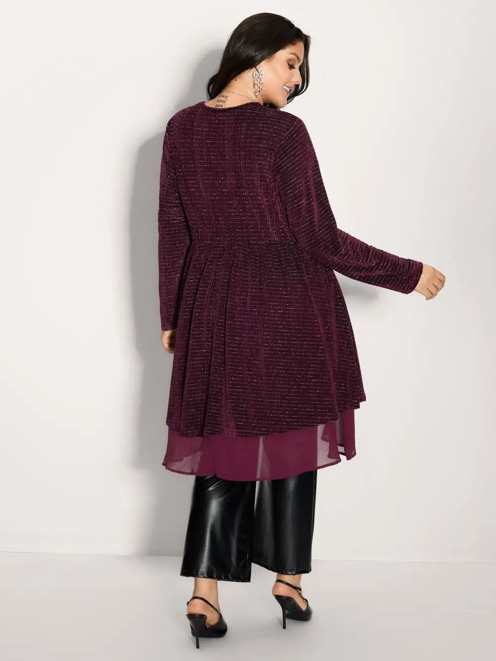 Textured Velvet Spliced Front-Tie Jacket