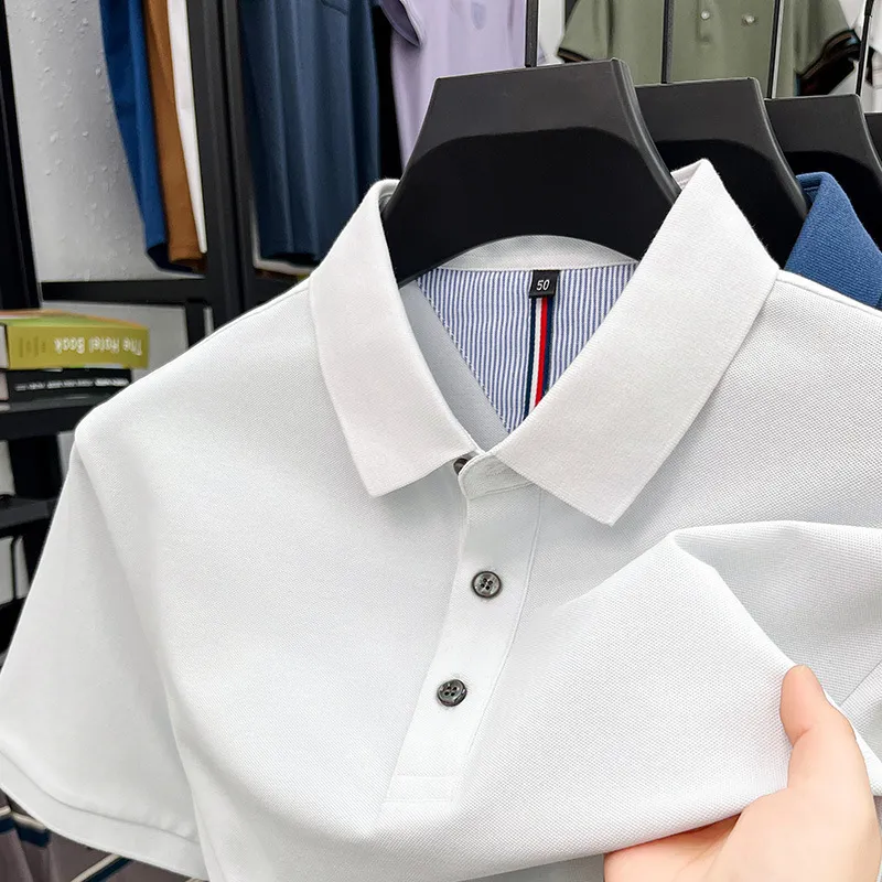 2025 Men's New Solid Color Cotton Casual Polo Shirt