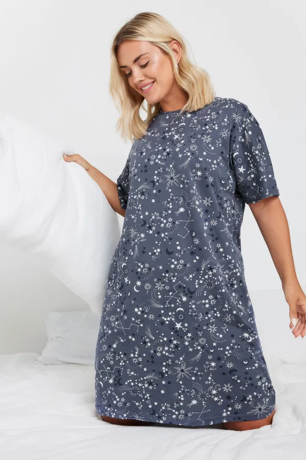 YOURS Curve Red Star Print Sleep Tee Nightdress