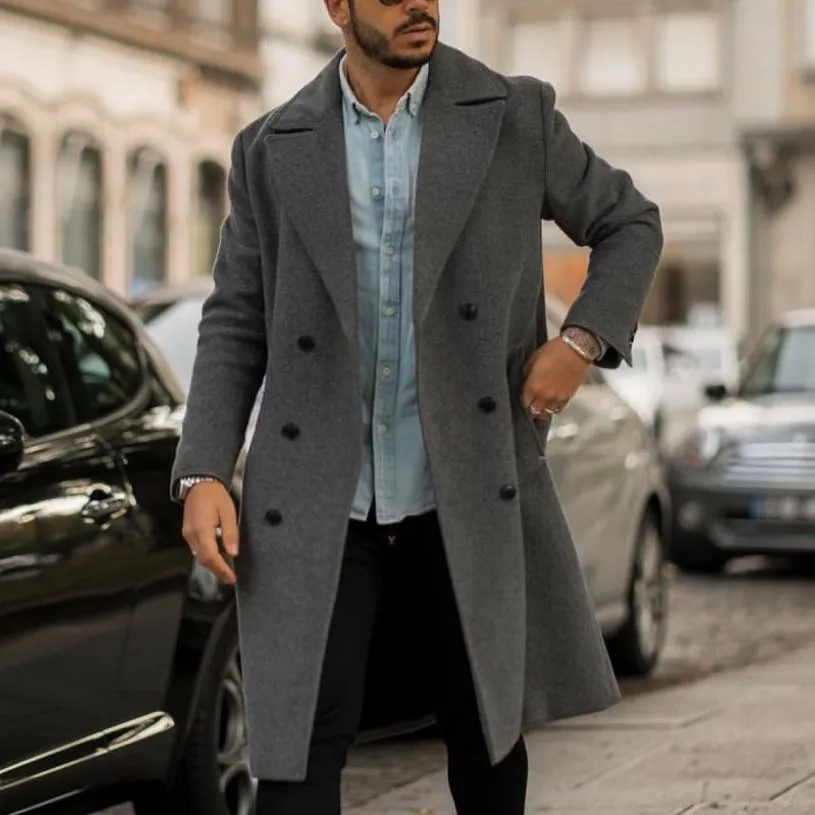Men's Fashion Dark Grey Lapel Coat Jacket