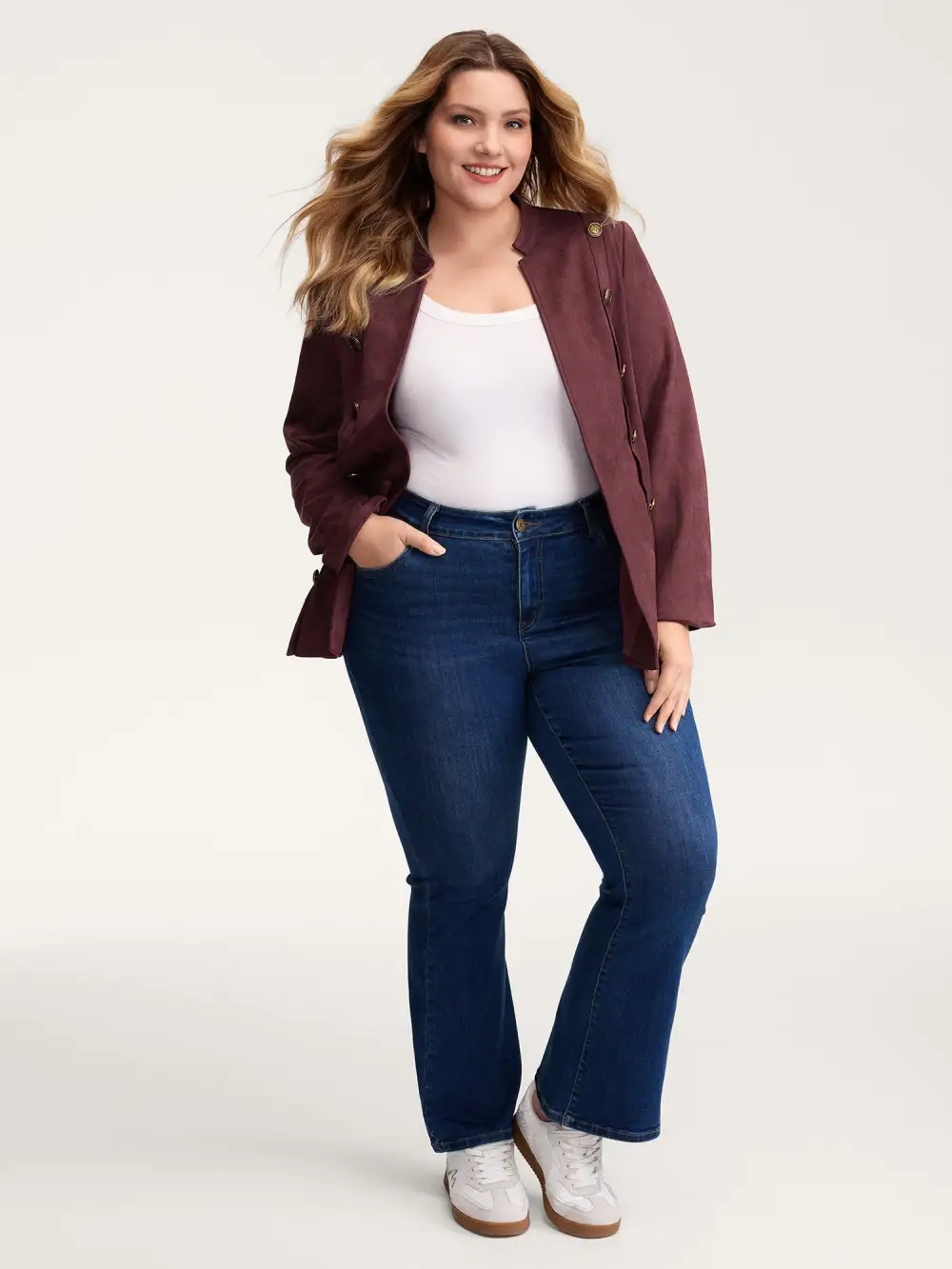 Airy Suede Bronze Button Detail Jacket