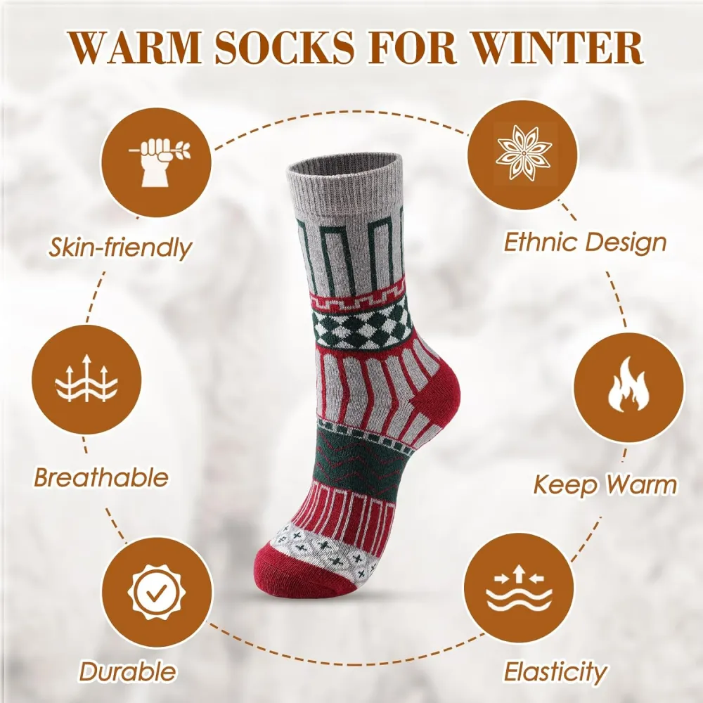 Clothirily Wool Socks- Thick Soft Wool Socks for Women, Vintage Warm Womens Wool Socks, Winter Warm Boot Socks for Women Men