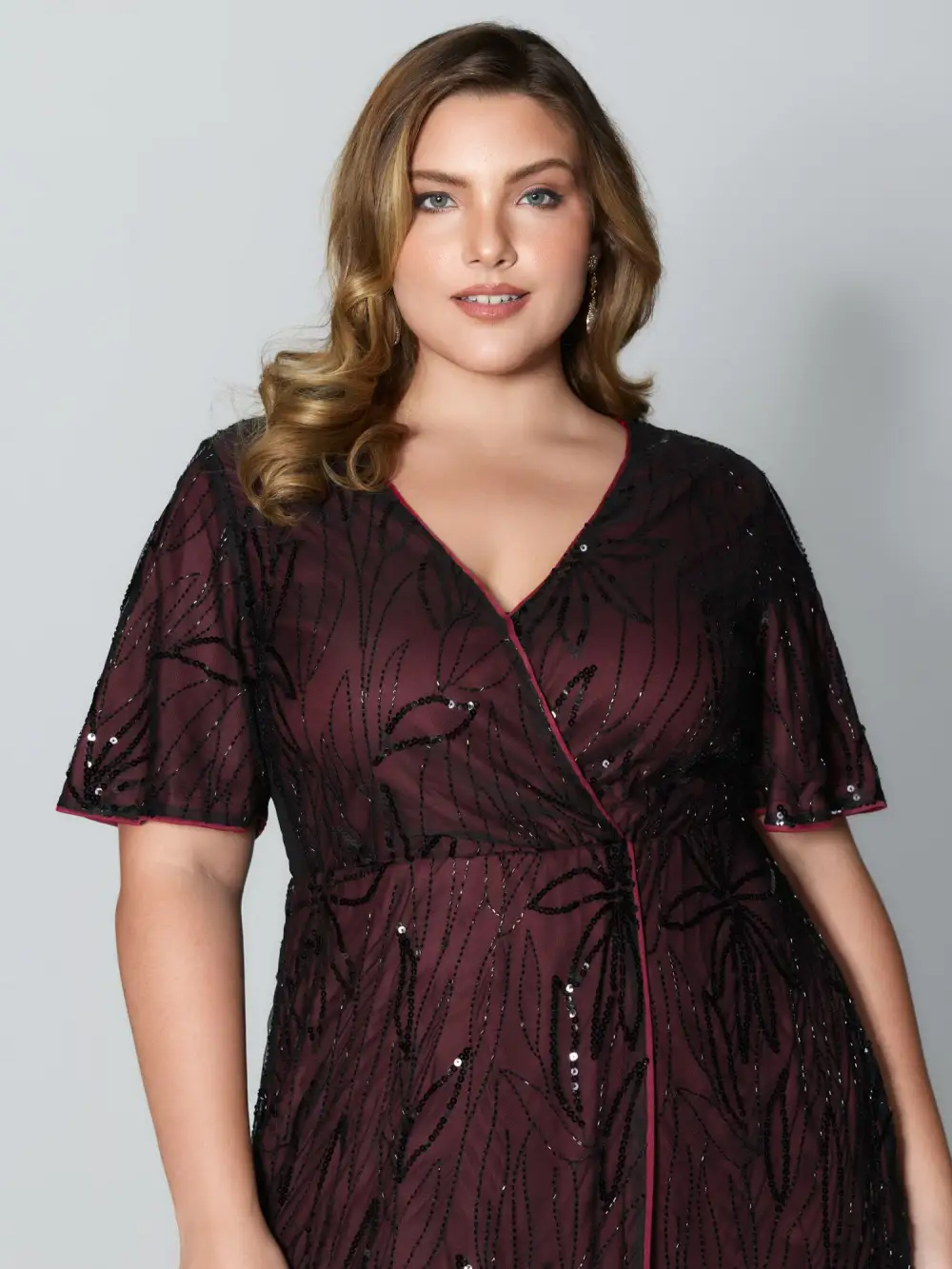 Shimmery Sequin Embroidery Pockets Party Dress