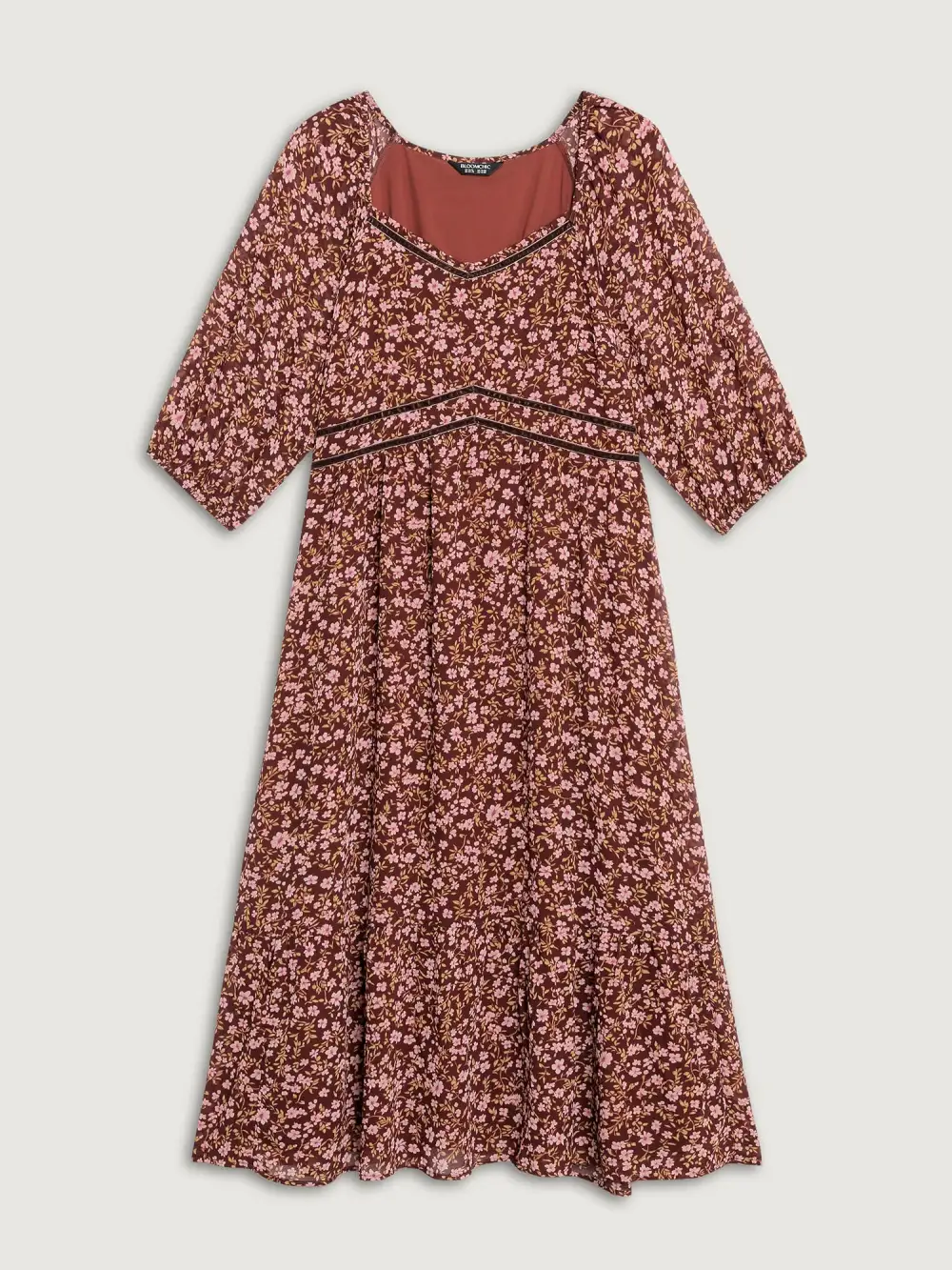 Floral Print Shirred Waist Ruffled Maxi Dress