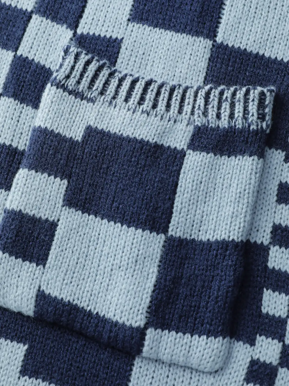 Checkered Relaxed-Fit Drop Shoulder Cardigan