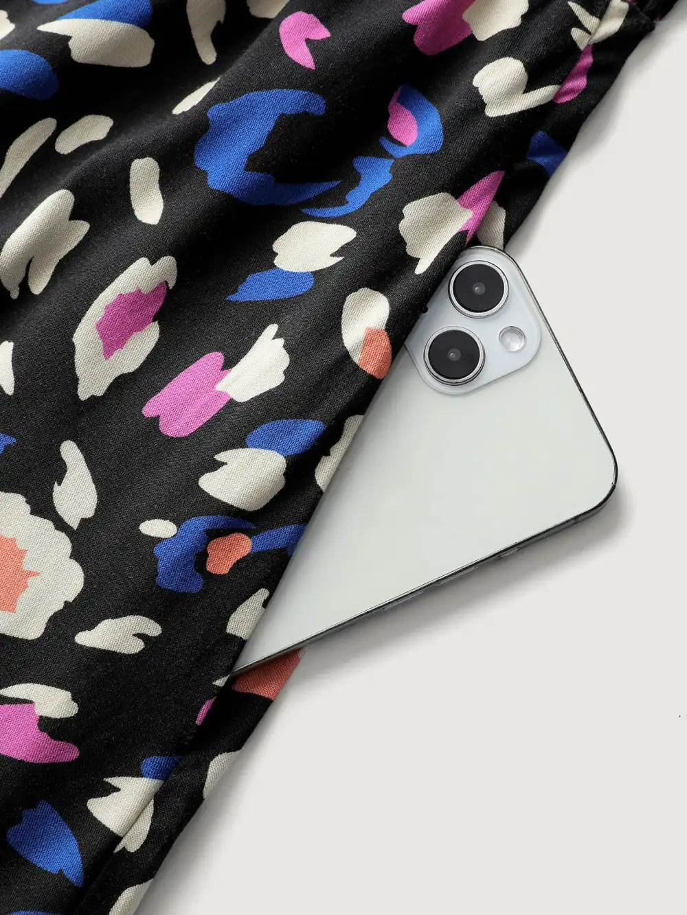 Leopard Print Shirred Waist V-Neck Midi Dress