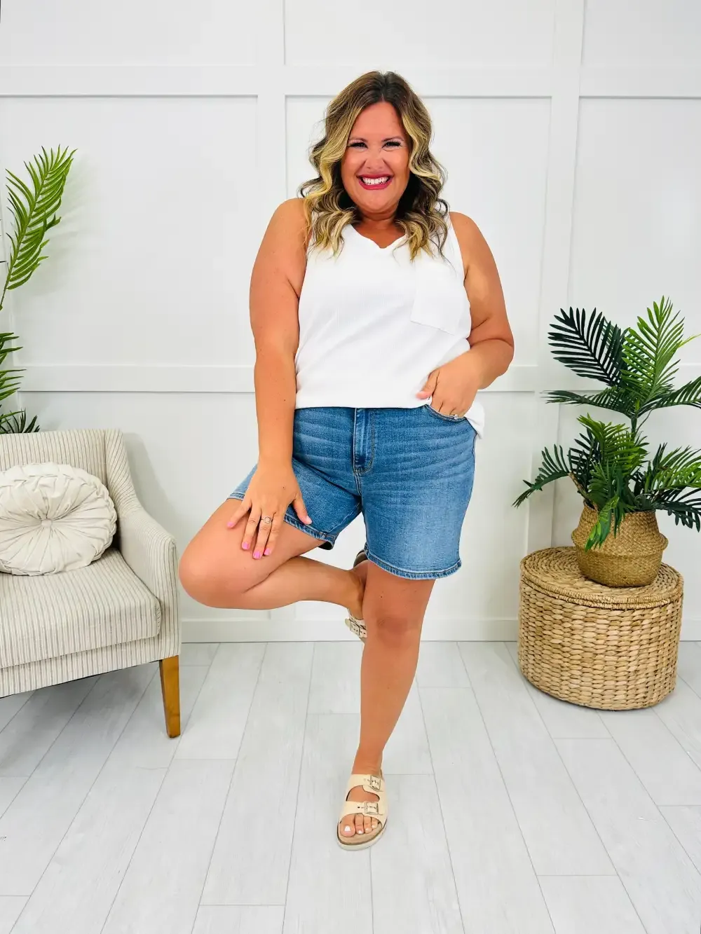 Judy Blue Twice As Nice Double Button Dad Shorts