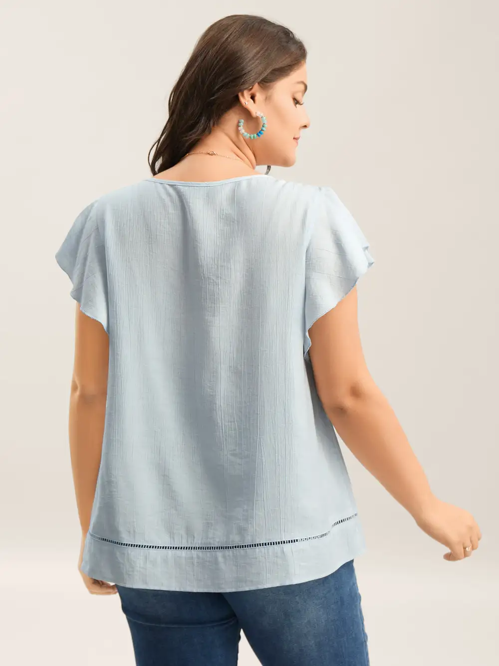 Supersoft Cotton Linen Blend Ruffled Blouse