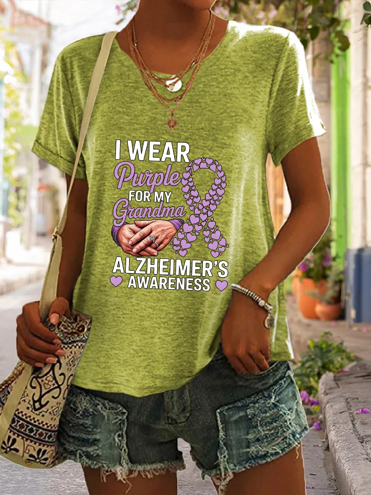 Women'S I Wear Purple For My Grandma Alzheimer'S Awareness Short-Sleeved T-Shirt