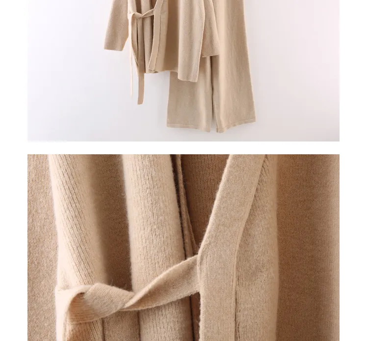 Casual Elegant Wrap Sweater Two-Pieces Sets