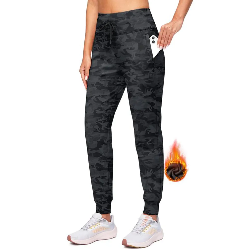 Women’s High-Waist Fleece Lined Joggers – Water-Resistant Warm Athletic Pants