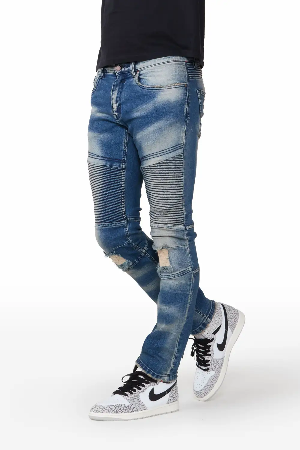 Isah Blue Biker Slim Fit Jean