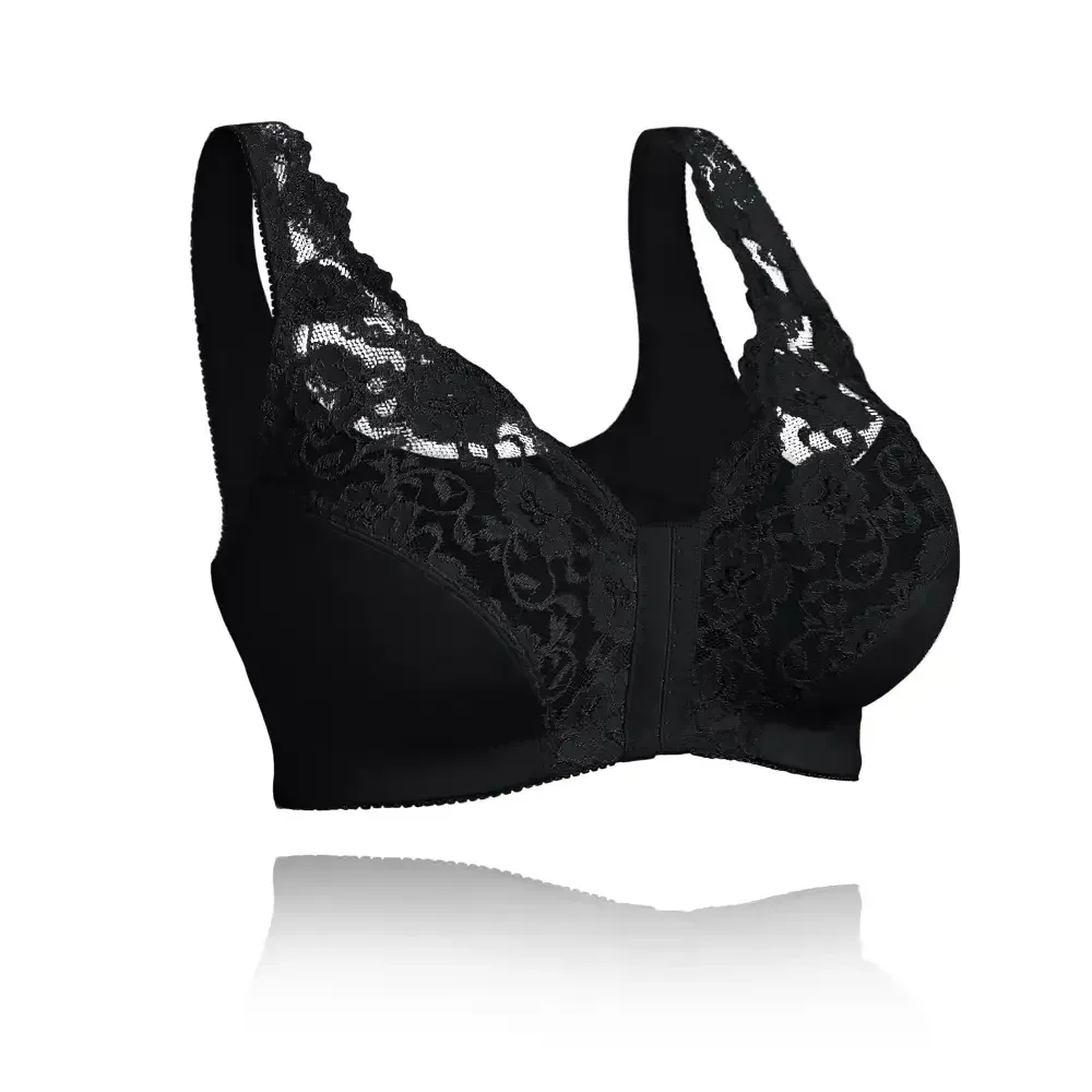 Front hooks, stretch-lace, super-lift, and posture correction �C ALL IN ONE BRA!