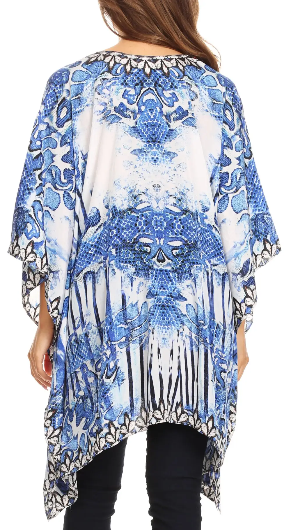 Women's Caftan Poncho Cover up V neck Top Lace up With Rhinestone