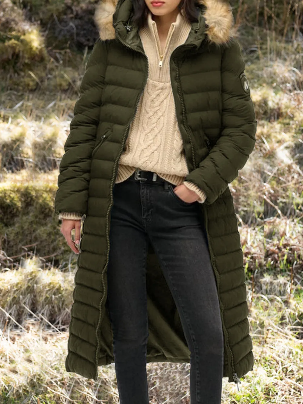 Superdry Fuji Faux Fur Hooded Longline Jacket