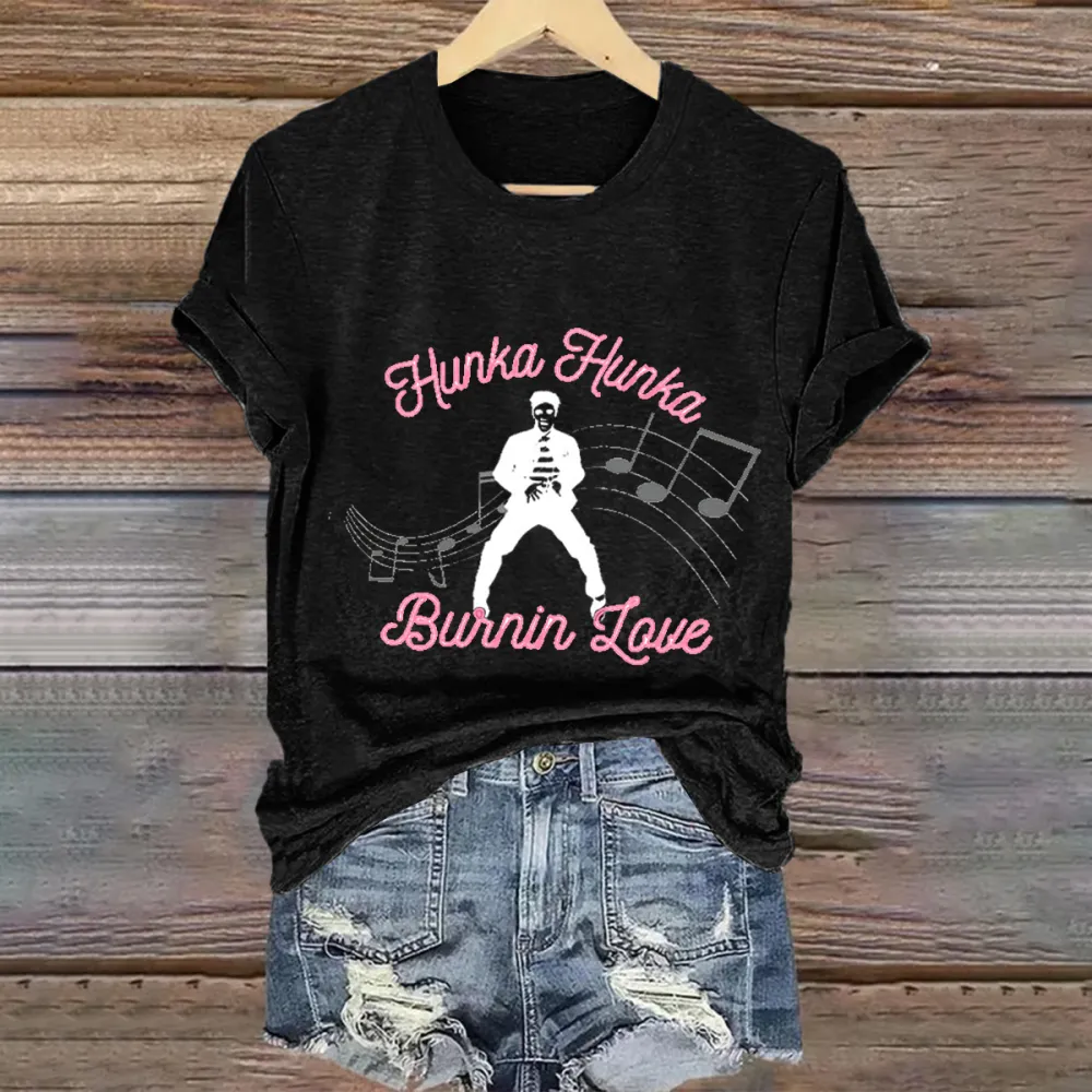 Women's Hunka Hunka Print Short Sleeve Round Neck Cotton T-Shirt