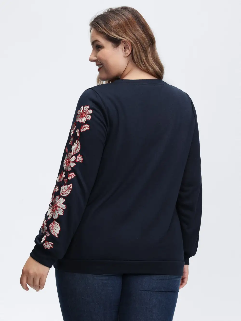 Embroidered Sleeve Relaxed-Fit Sweatshirt