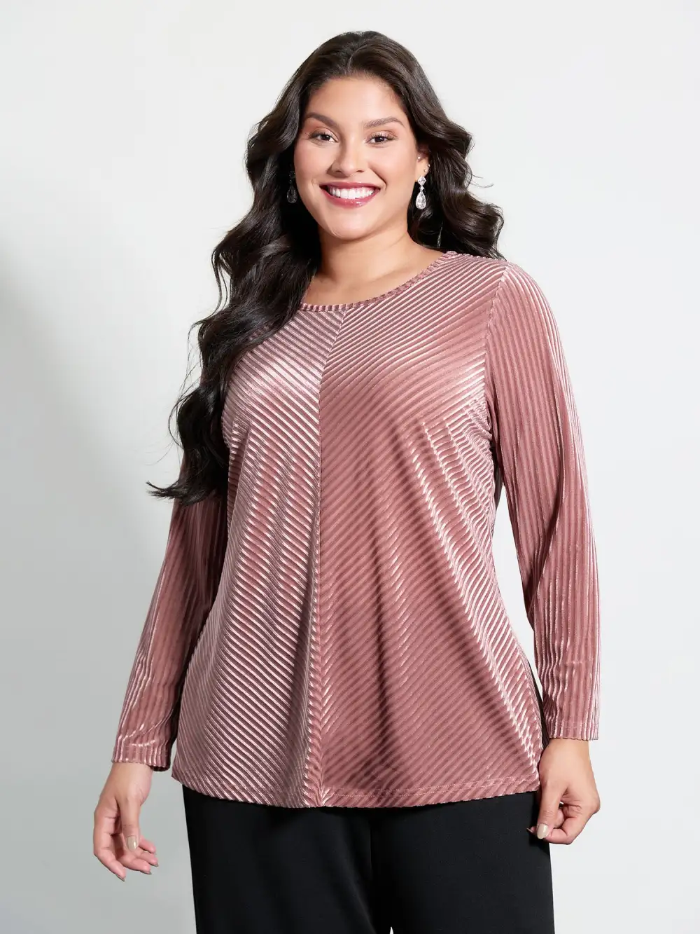 Velvet Laser Cut Stripe Sheer T-Shirt