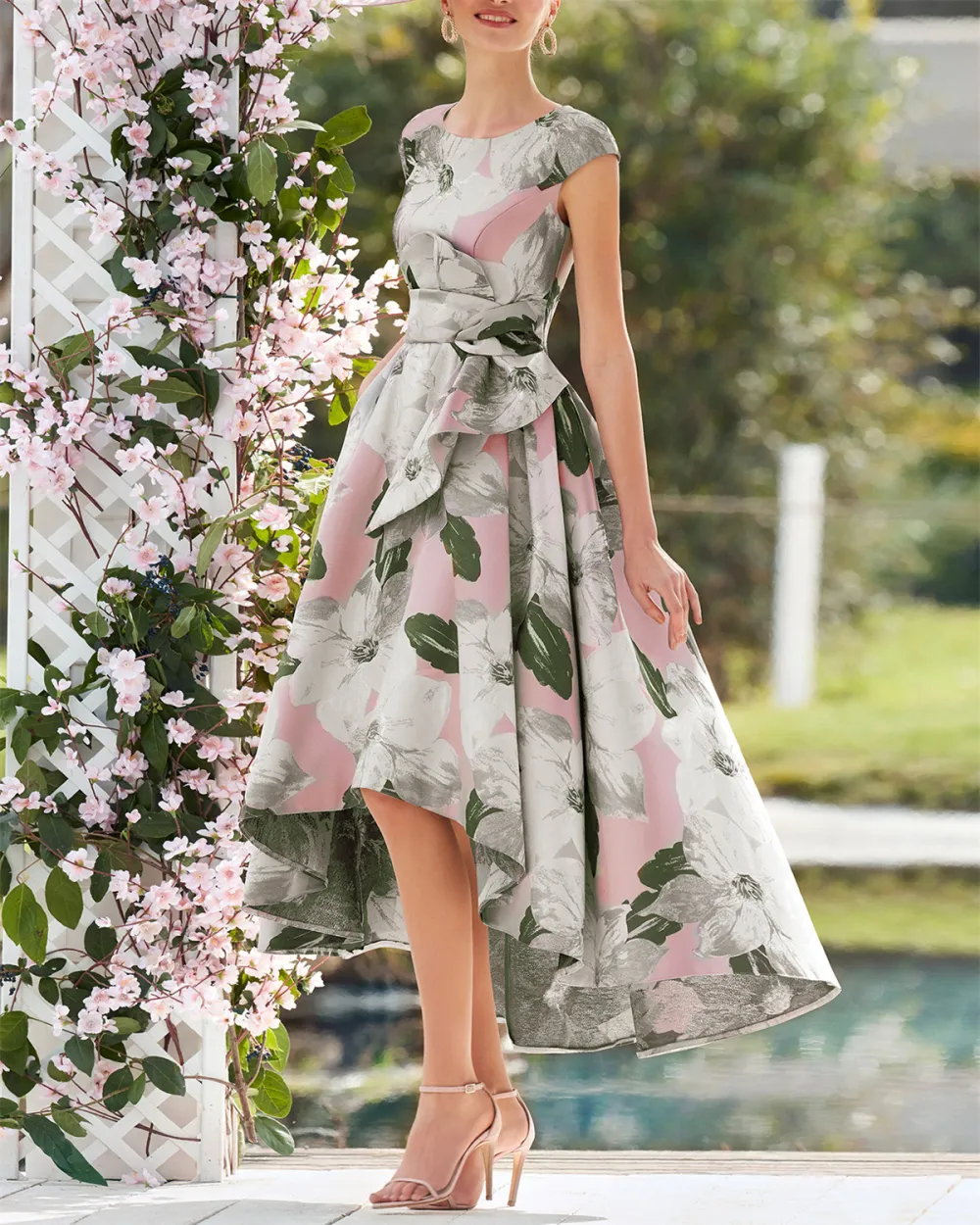 Women's Round Neck Printed Irregular Dress