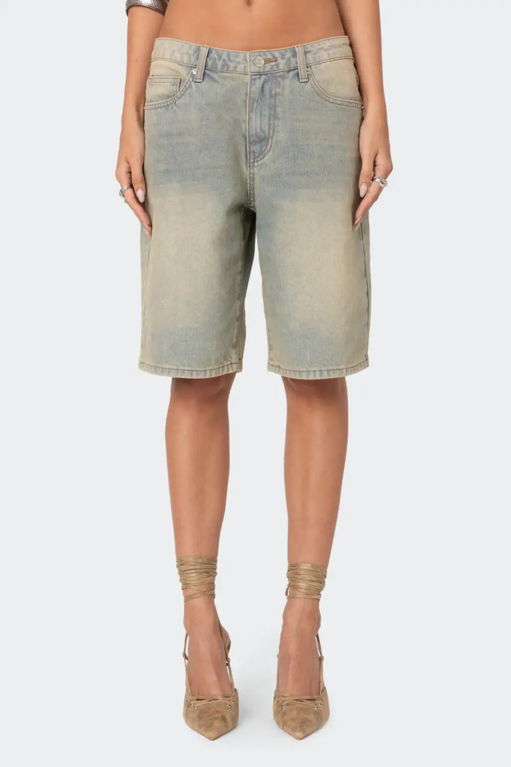Shira Washed Denim Bermuda Shorts