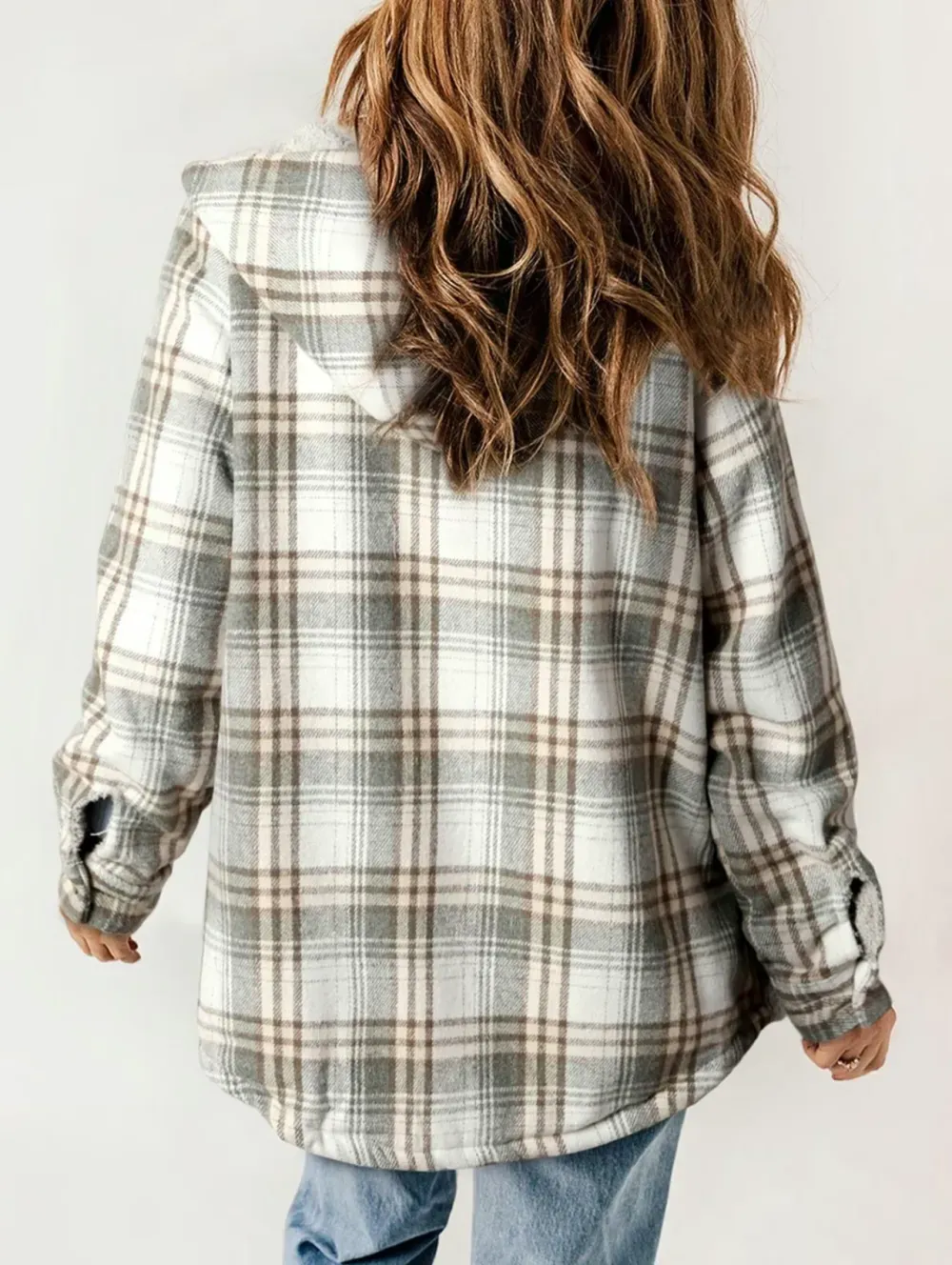 ⚡Black Friday Fun 🖤Women's Hooded Plaid Fleece Coat