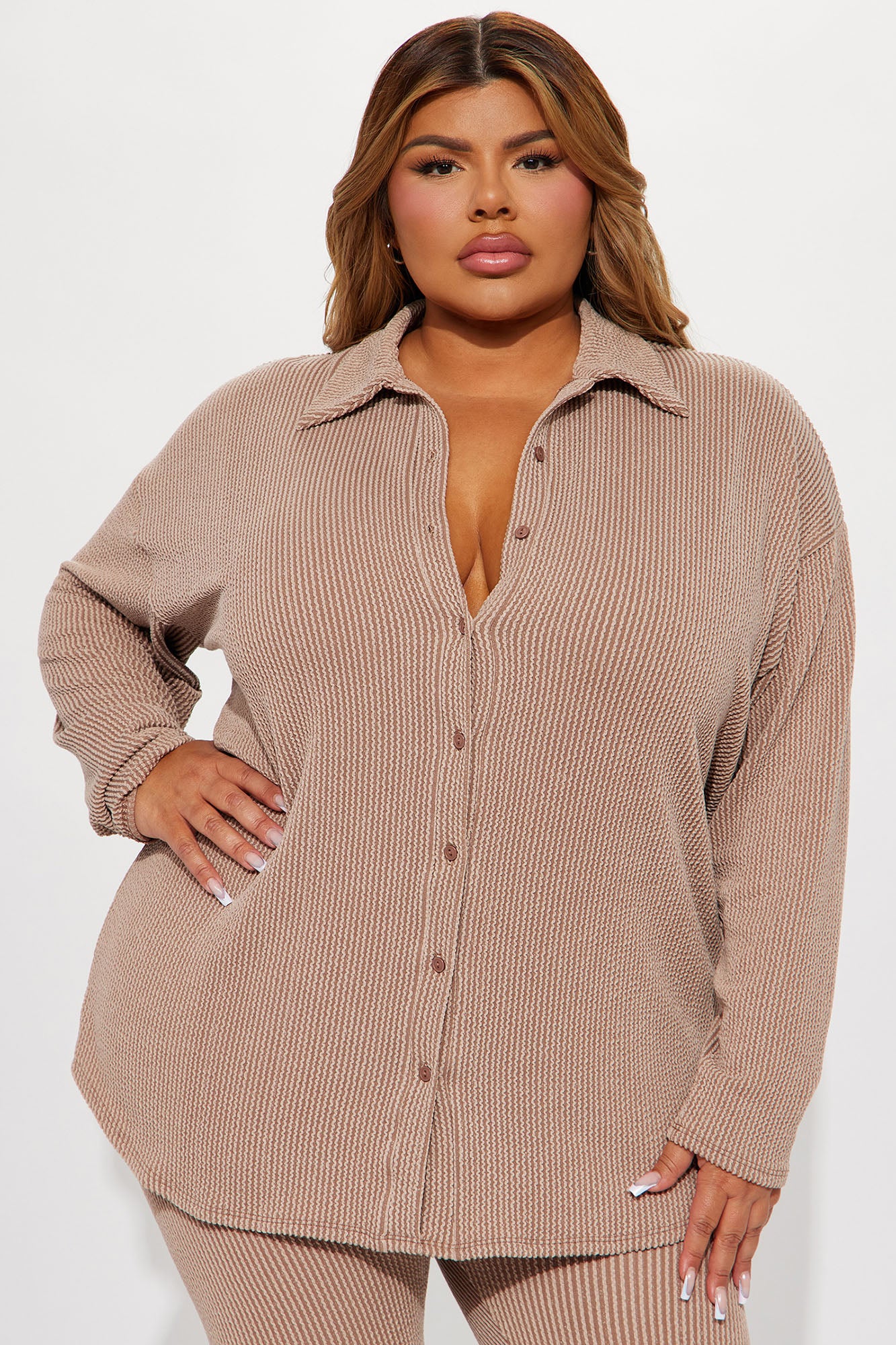 Maddie Ribbed Legging Set - Taupe