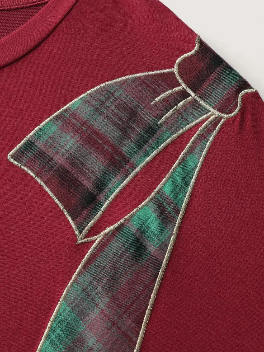 Supersoft Embroidered Gingham Contrast T-Shirt