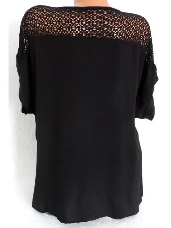Woman Fashion Openwork Lace Shirt Tops Blouse