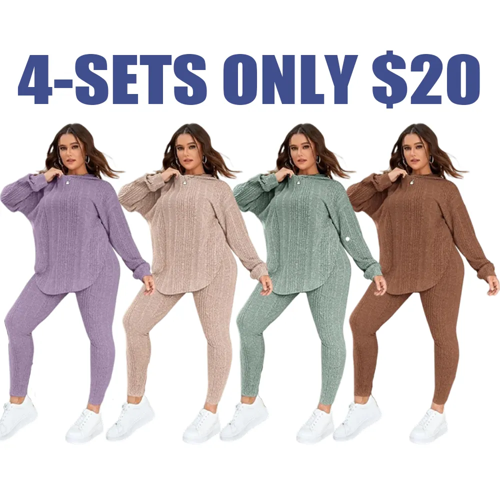 Split Curved Hem Hoodie & Leggings Lounge Set