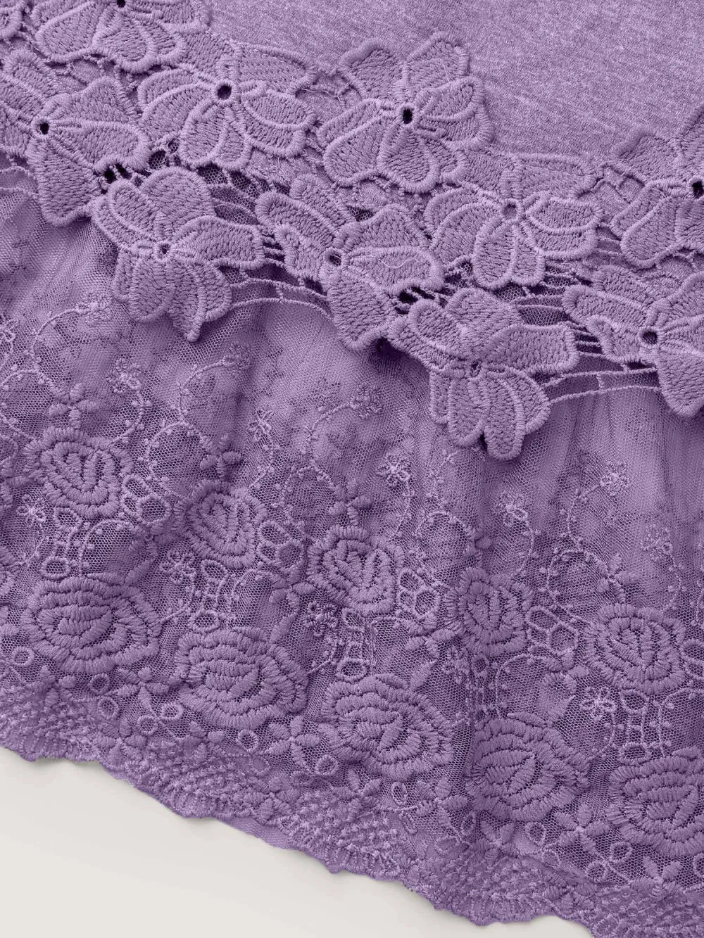 V Neck Lace Panel Jersey Top