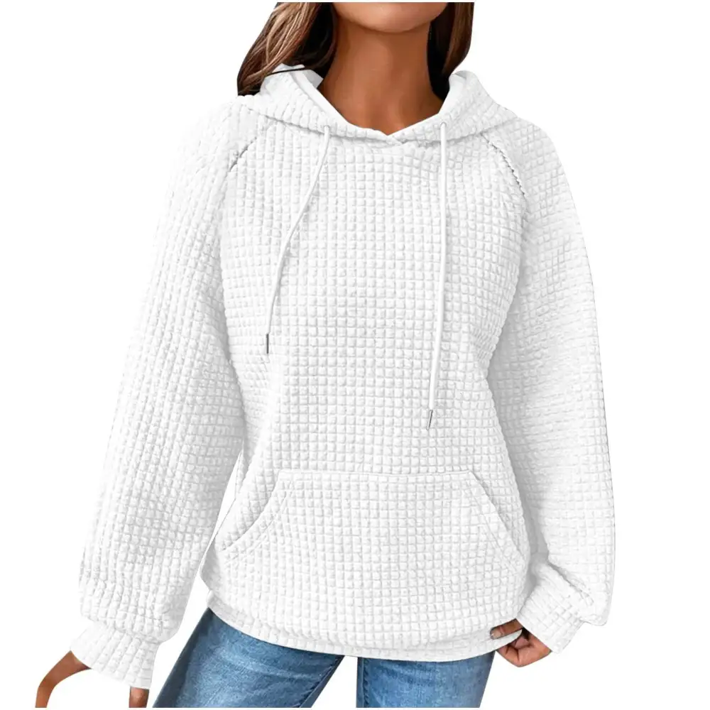 Sweaters for Womens Clearance,Women's Solid Raglan Sweater Hooded Sweater Long Sleeve Top Sweater Deals for Winter 2024 on Sale