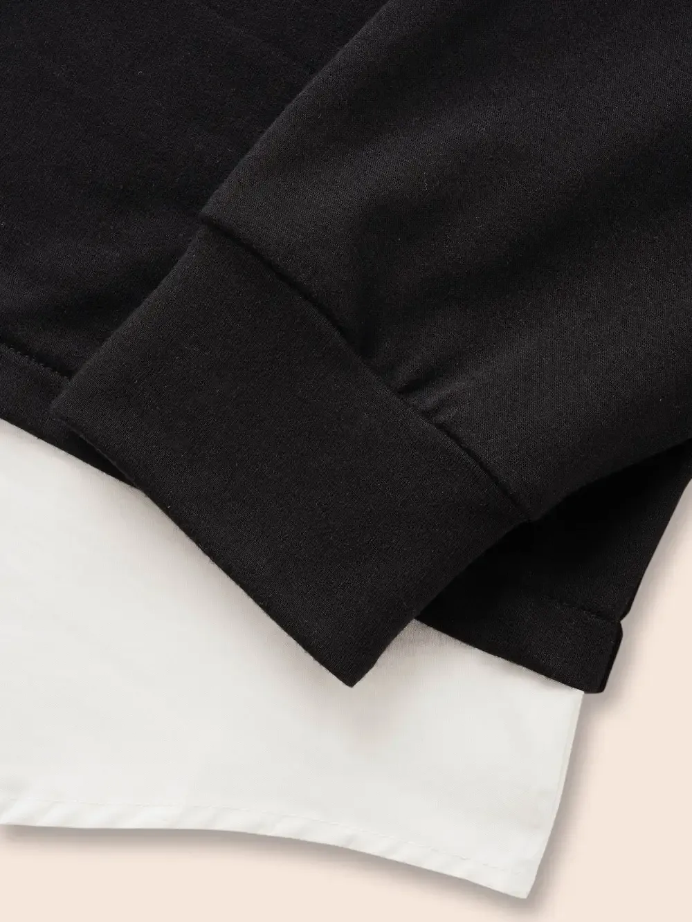 2-In-1 Shirt Collar Contrast Patchwork Sweatshirt