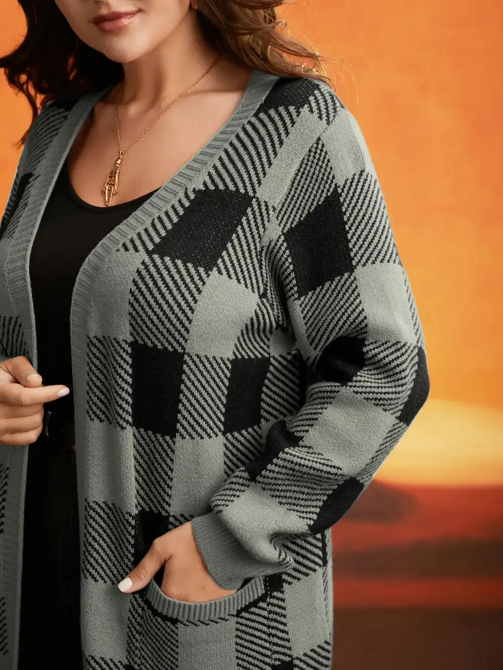 Supersoft Essentials Halloween Plaid Open Cardigan