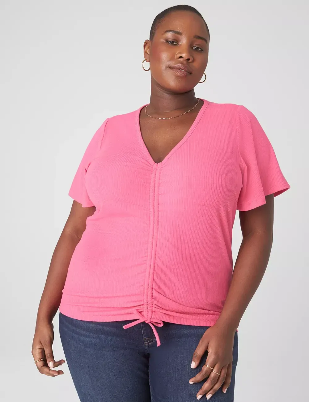 Classic Flutter-Sleeve Adjustable Drawcord Tee