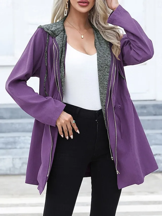 Women's Casual Jacket Hoodie Jacket Athleisure Holiday Daily Wear Spring Fall Winter Regular Coat Loose Fit Stylish Casual Jacket