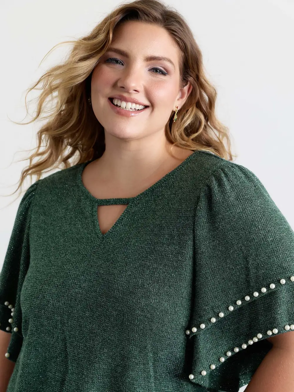 Textured Bead Layered Sleeve T-Shirt