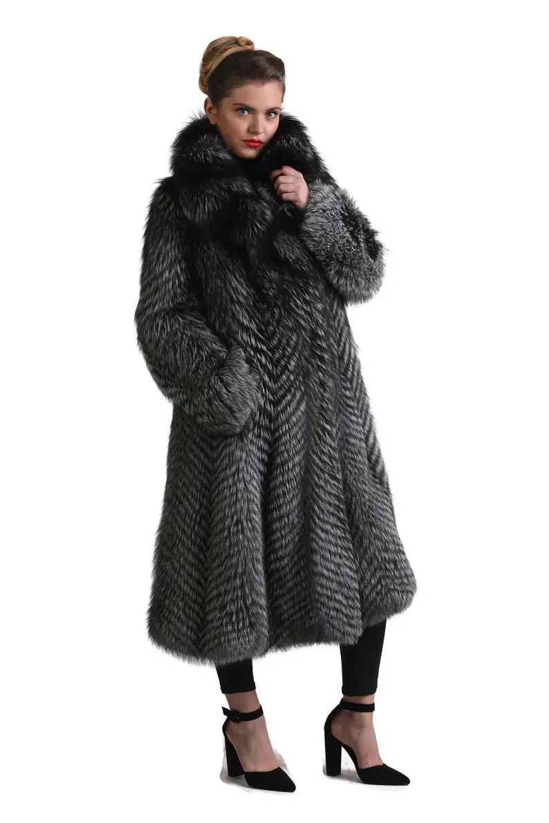 Silver Fox Fur Full Length Jacket