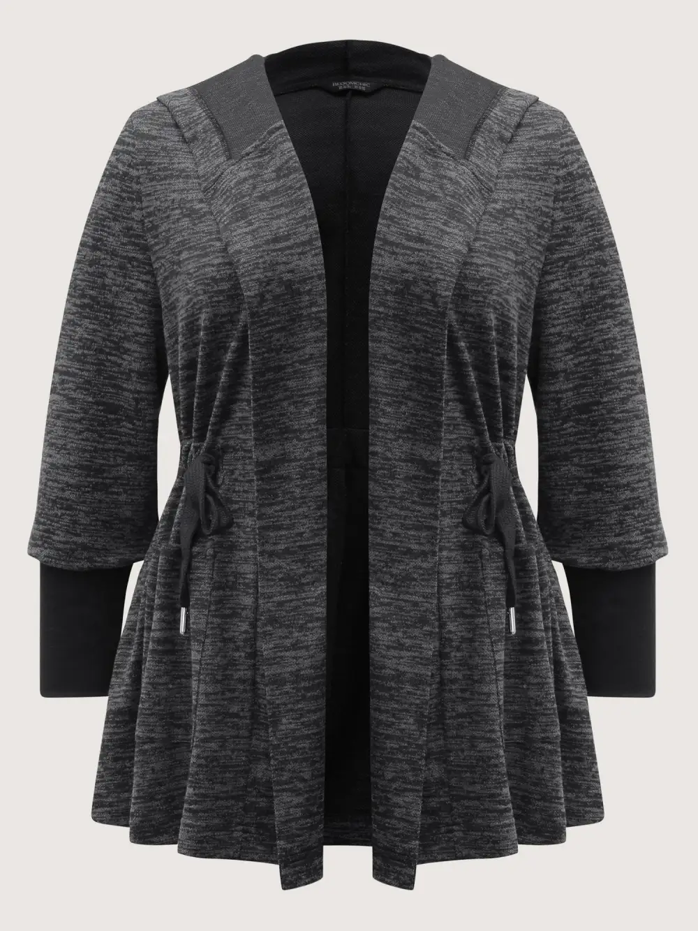 Channel Drawstring Contrast Hooded Jacket