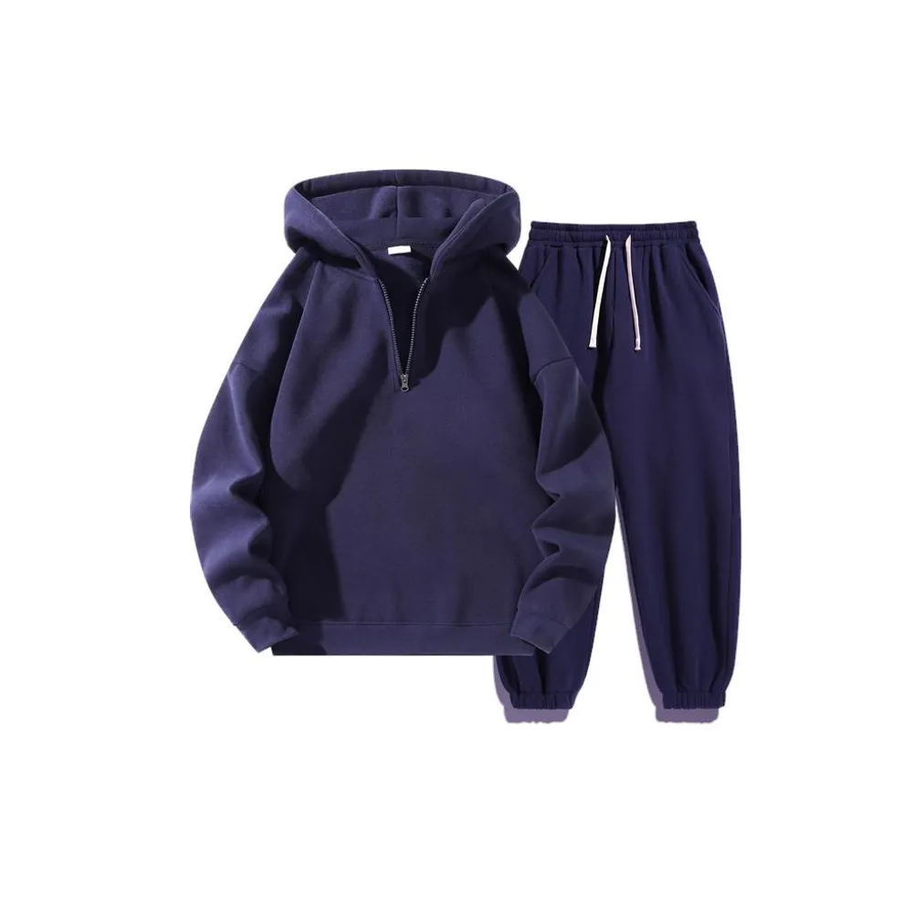 Men's 2-Piece Solid Zipper Hoodie & Sweatpants Set