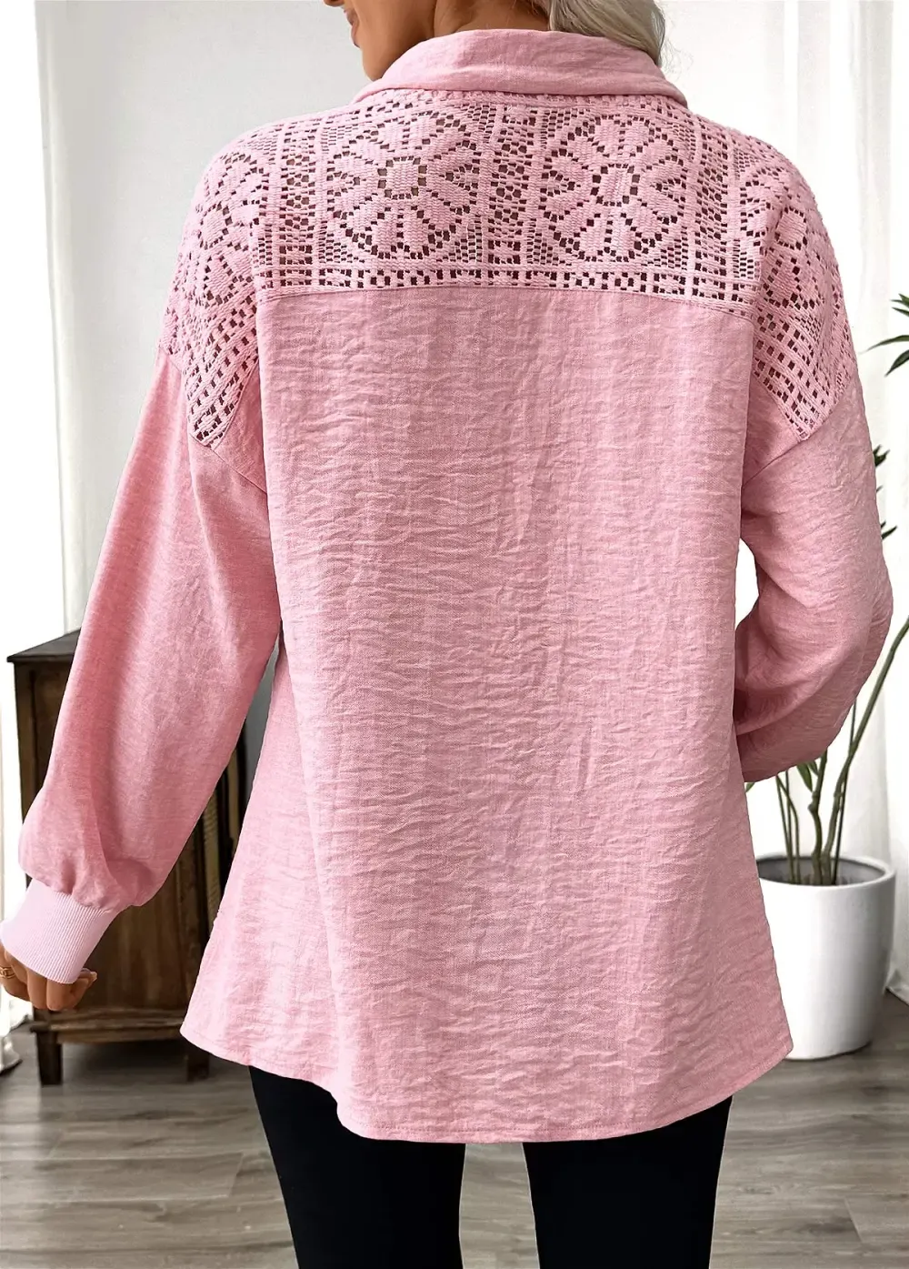 Pink Tummy Coverage Long Sleeve Stand Collar Sweatshirt