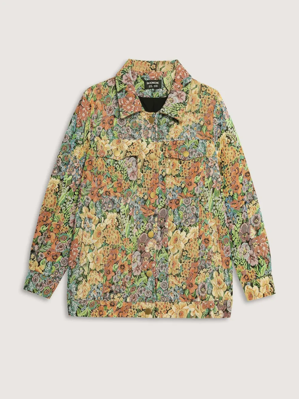 Floral Textured Lined Pockets Coat