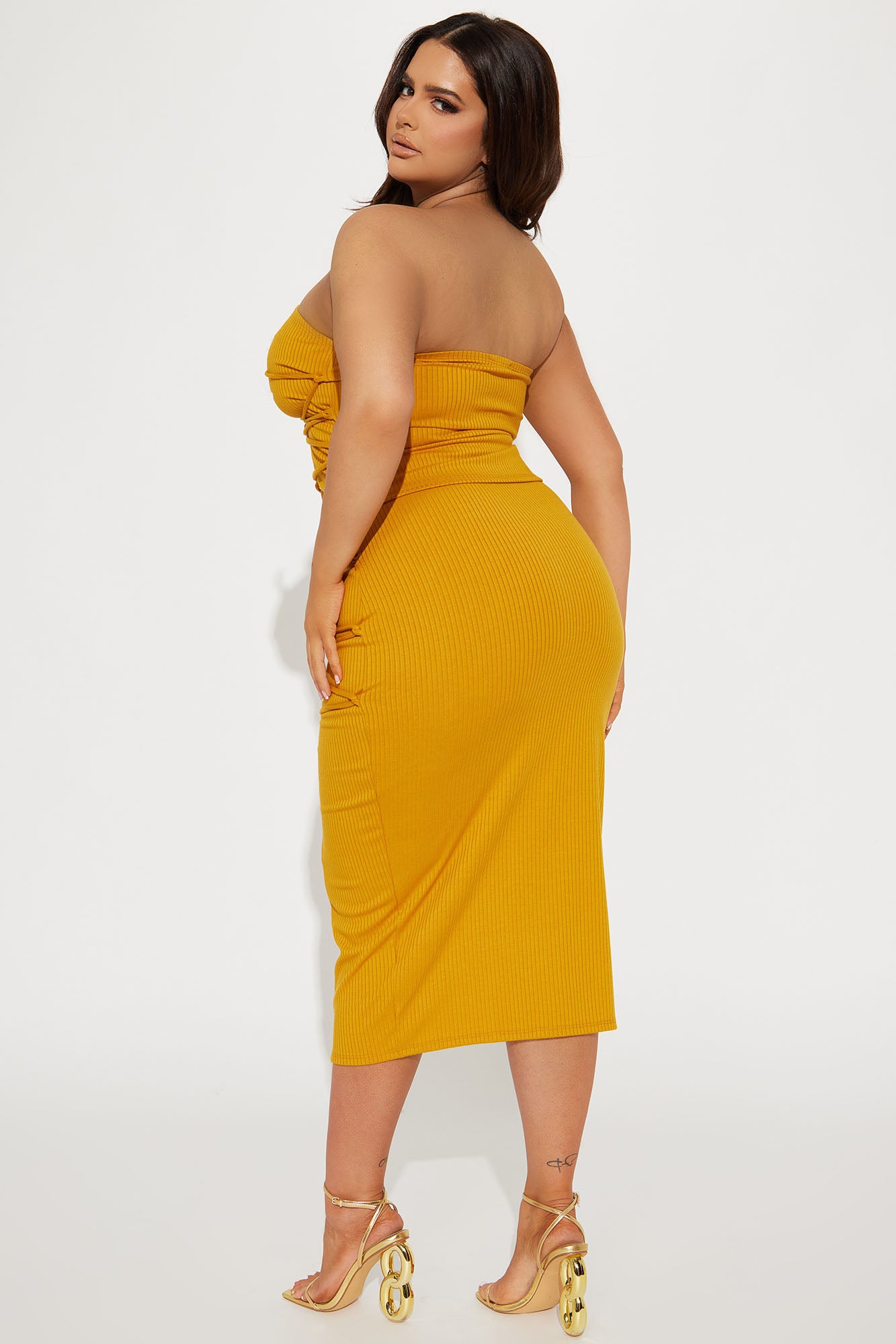 Mayra Midi Skirt Set  - Mustard